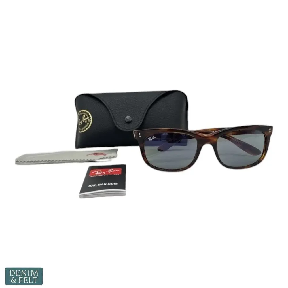 NEW Ray-Ban Unisex Balorette Striped Havana Pillow Frame Blue‎ Lens Sunglasses